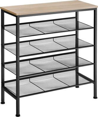 TecTake Zapatero estilo industrial y 4 estantes 75,5x30,5x85,5cm madera clara
