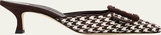 Manolo Blahnik 50mm Maysalebi Houndstooth Mule Pumps