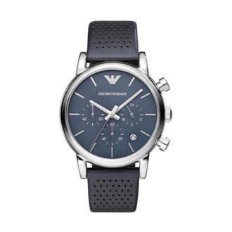 Emporio Armani Accessoires, Heren, Grijs, ONE Size, Leer, Ar 1736 Horloge