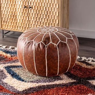 nuLOOM Classic Moroccan Faux Leather Filled Ottoman Pouf