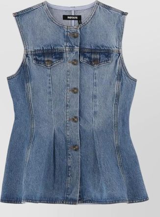 Rotate sleeveless top fitted cut front pockets