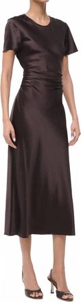 Staud Marcel Silk Midi Dress In Earth