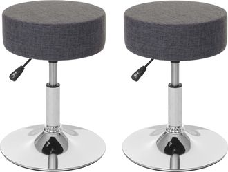 Hhg Nunca Usado] Lote De 2 Taburetes Hhg 189, Taburete De Asiento Taburete De Maquillaje, Altura Regulable &Oslash; 35cm, Textil, Gris