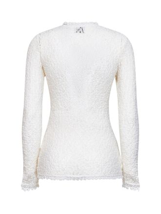 Isabel Marant Womens Long-Sleeve Lace Top White Polyamide Knitwear Sweater