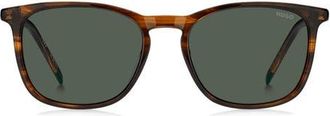 HUGO BOSS 53mm Rectangular Sunglasses in Brown Horn/Green at Nordstrom