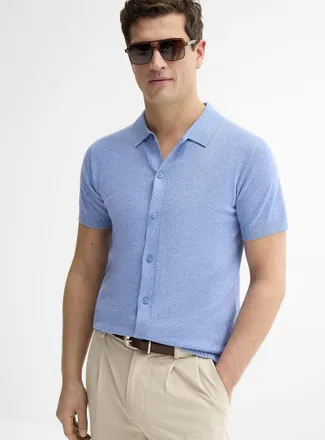 Lindbergh Mens Ultra-soft polo-collar Cardigan Sweater