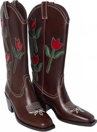 Loeffler Randall Womens Wilder Leather Tulip Boot In Espresso