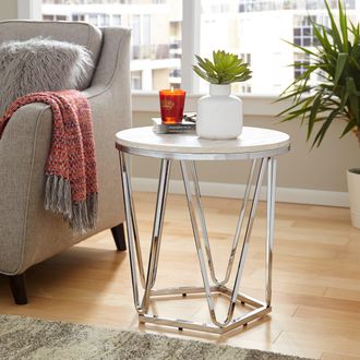 SEI Luna Round Faux Stone End Table