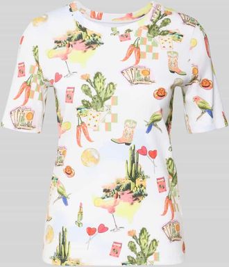 Marc Cain T-Shirt im Allover-Look in Weiss, Gr&ouml;&szlig;e 36