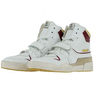 Isabel Marant Mens Trash Sneakers In White/ Maroon/ Yellow