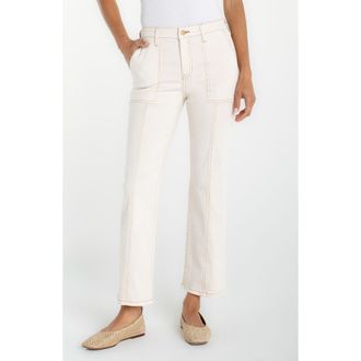 Liverpool L.A. Hannah Seamed Ankle Flare Utility Jeans in Ecru Shore at Nordstrom, Size 12