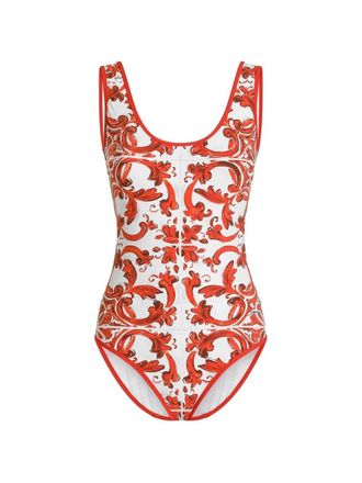Dolce & Gabbana Einteiliger Badeanzug von Dolce & Gabbana mit Majolika-Print