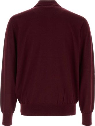 Dries Van Noten Mens Grape Wool Muano Sweater Wine Exterior: Merino T-Shirt T-shirts And Polos