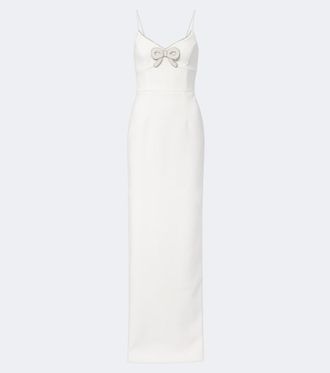 Rebecca Vallance Dreamer bow-detail embellished cr&ecirc;pe gown