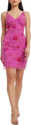 Dress The Population Tatum Floral Applique Dress In Fushia Multi