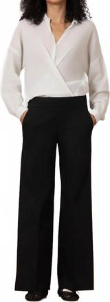 Avenue Montaigne Carla Stretch Cotton Pants In Black