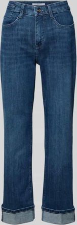 M.A.C Straight Fit Jeans aus Baumwoll-Mix Modelll LAURA TURN UP in Blau, Gr&ouml;&szlig;e 32