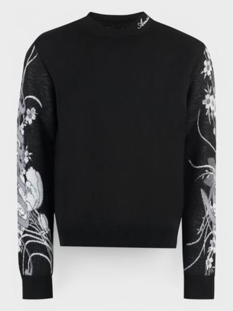 Amiri Mens Floral Arm Print Crew Black - Size Medium