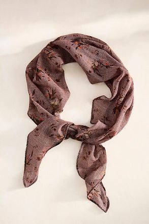 Elizabeth Gillett Gingham Floral Cotton Scarf