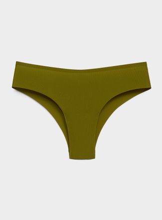 Miiyu Womens Mini-rib laser-cut Brazilian panty Recycled nylon