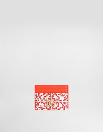 Dolce & Gabbana 3.5 Card Holder In Majolica-print Calfskin - Woman Wallets And Small Leather Goods Multicolor Onesize