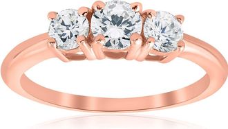 Pompeii3 1ct 3 Stone Diamond Engagement Round Cut Ring 14k Rose Gold