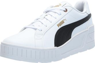 Puma Womens Karmen Wedge Sneaker, White Black-Gold, 6 UK