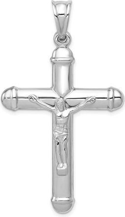 Diamond2Deal 14K White Gold Reversible Crucifix Pendant