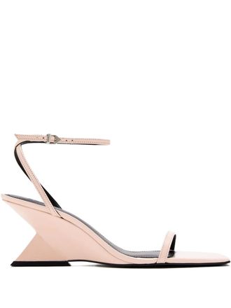 Schutz 75mm Joanna geometric-wedge sandals - women - Leather/Leather/Patent Leather - 34 - Pink