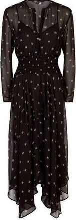 Maje Make Black Printed Chiffon Ramini Dress Size S