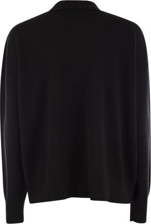 Fabiana Filippi Womens Crew-neck Sweater With Sequins - Black Wool - Size Large