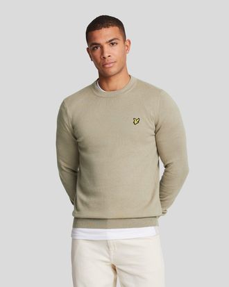 Lyle & Scott Katoenen Merinowollen Ronde Hals Trui Groen