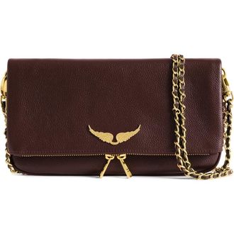 Zadig&Voltaire Rock Grained Leather Crossbody Bag in Deep Purple at Nordstrom