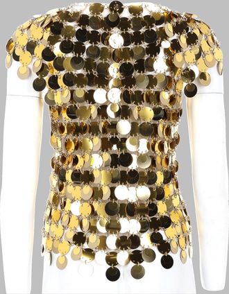 Paco Rabanne Gold Sparkle Disc Plastic Blouse - Gold