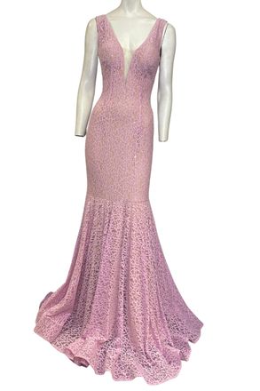 Jovani Lace Evening Gown In Lilac