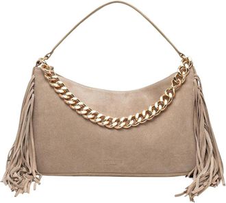 Twinset Liliane Medium Suede Bag - Dames - Handtassen - Beige - ONE Size - Katoen - Tassen
