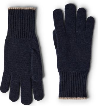 Brunello Cucinelli Cashmere knit gloves in Navy Blue at Nordstrom, Size X-Large