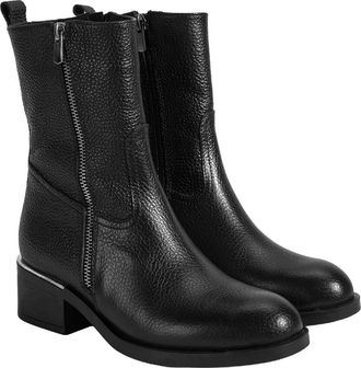 Desa Woman Boots - Leather Upper, Zip Fastening, Flat Heel, Breathable | Black - 36