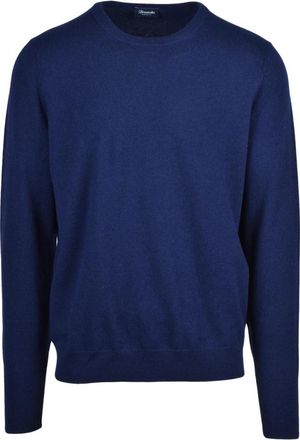 Drumohr Pullover Girocollo - Heren - Ronde hals truien - Blauw - 2XL - Kasjmier - Truien & Vesten