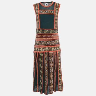 M Missoni Teal Green Floral Knit Sleeveless Midi Dress