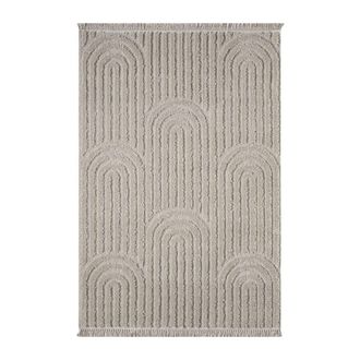 Calicosy Alfombra rectangular beige con motivos abstractos grabados