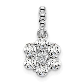 Diamond2Deal 14K White Gold Lab Grown Diamond Floral Pendant (0.62ct, VS, G-H)