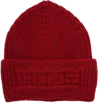 GCDS cable-knit beanie - women - Fabric - One Size - Red