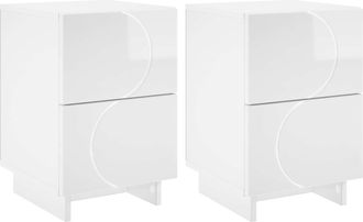 vidaXL Mesa De Noche 2 Uds. Blanco Brillante 33,5 X 34,5 X 50 Cm Vidaxl