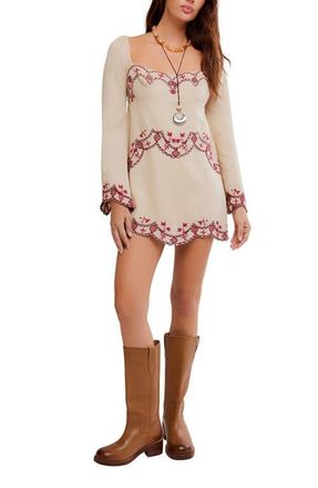 Free People Bali Marlene Floral Embroidered Minidress in Vintage Combo at Nordstrom, Size X-Small