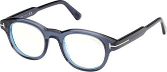 Tom Ford Glasses, male, Blue, Size: 47 MM Round Blue Block Optical