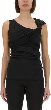 Rick Owens Black Solid One Shoulder Top