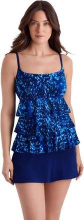 Longitude Faux Ruffle Skirtini Long Torso Swimsuit in Sweet Siren at Nordstrom, Size 16