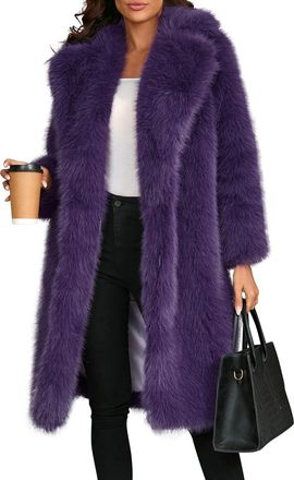 Generic Faux Fur Coats for Women Uk Fleece Sherpa Long Jacket Warm Winter Thick Warm Fluffy Coats Thermal Plush Outwear Casual Plain Open Front Cardigan Ladie