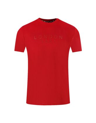Aquascutum Mens Aquascutum London 1851 Tape Logo Red T-Shirt - Red/Red - Size: 42